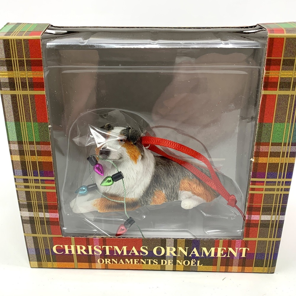 Australian Shepherd Christmas Ornament Blue Merle Dog Sandicast New - Picture 2 of 5